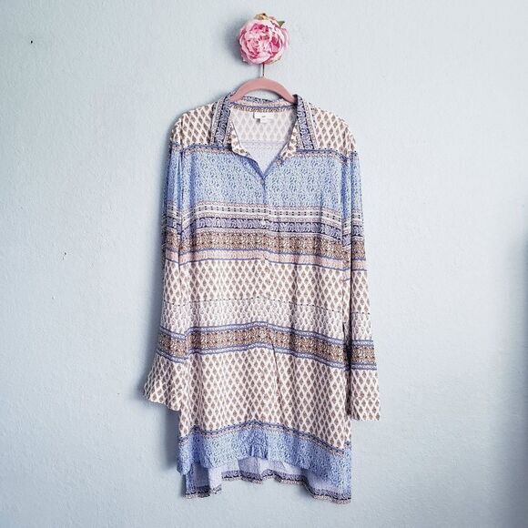 J. Jill Mixed Media Button Down Long Sleeve Tunic - Picture 2 of 9